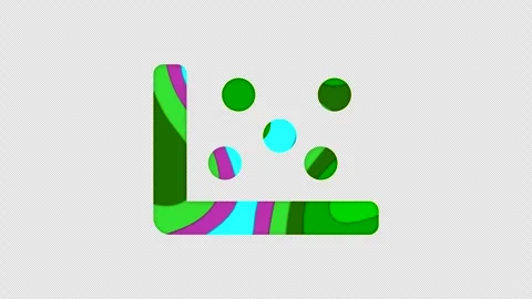 Multi-colored icon chart scatter with colored spots floating inside. In-Out 動画素材 242524082