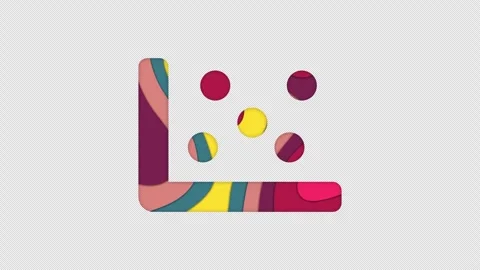 Multi-colored icon chart scatter with colored spots floating inside. In-Out 動画素材 242526129