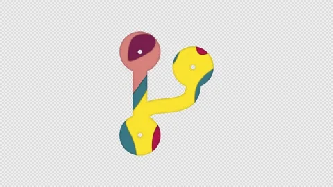 Multi-colored icon code branch with colored spots floating inside. In-Out Alpha Stock Footage 239755274