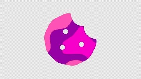 Multi-colored icon cookie bite with colored spots floating inside. In-Out Alpha Stock Footage 239894184