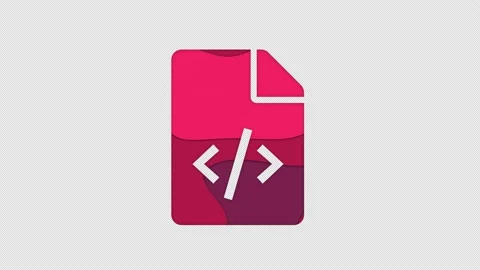 Multi-colored icon file code with colored spots floating inside. In-Out Alpha Stock Footage 240071705