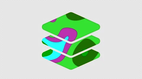 Multi-colored icon layer group with colored spots floating inside. In-Out Alpha Stock Footage 240852335