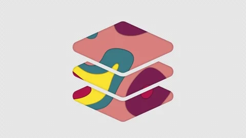 Multi-colored icon layer group with colored spots floating inside. In-Out Alpha Stock Footage 240854489