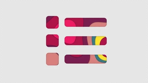 Multi-colored icon list with colored spots floating inside. In-Out Alpha end Stock Footage 240853677