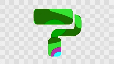 Multi-colored icon paint roller with colored spots floating inside. In-Out Alpha Video stock 241091810