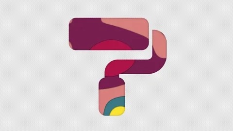 Multi-colored icon paint roller with colored spots floating inside. In-Out Alpha Video stock 241093738