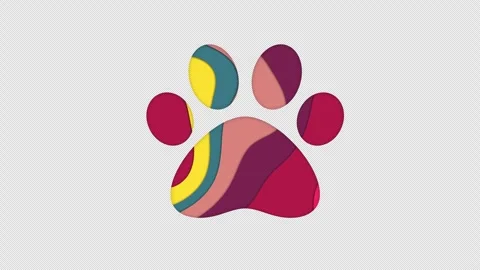 Multi-colored icon paw with colored spot... | Stock Video | Pond5