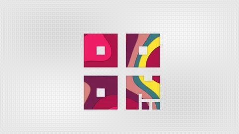 Multi-colored icon qrcode with colored spots floating inside. In-Out Alpha end Stock Footage 241294688