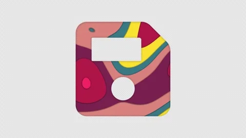 Multi-colored icon save with colored spots floating inside. In-Out Alpha end Stock Footage 241324585