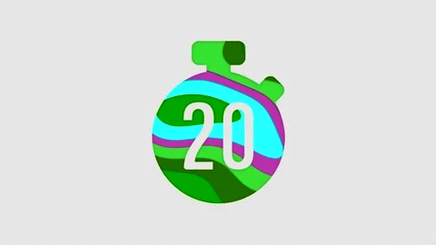 Multi-colored icon stopwatch 20 with colored spots floating inside. In-Out Alpha Video stock 239160473