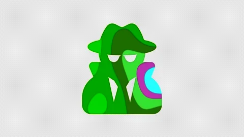 Multi-colored icon user secret with colored spots floating inside. In-Out Alpha Stock Footage 241824556