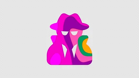 Multi-colored icon user secret with colored spots floating inside. In-Out Alpha Stock Footage 241825828