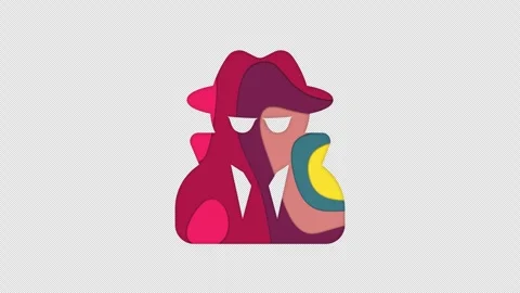 Multi-colored icon user secret with colored spots floating inside. In-Out Alpha Stock Footage 241826789