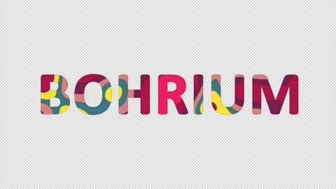 Multi-colored inscription Element of periodic table BOHRIUM with colored spots Stock Footage 237862982