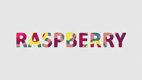 Multi-colored inscription fruit RASPBERRY with colored spots floating inside. 動画素材 237611972