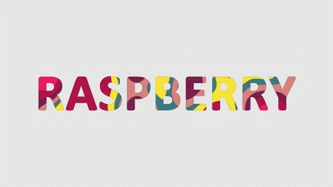 Multi-colored inscription fruit RASPBERRY with colored spots floating inside. 動画素材 237612045