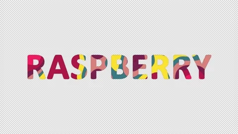 Multi-colored inscription fruit RASPBERRY with colored spots floating inside. 動画素材 237612050