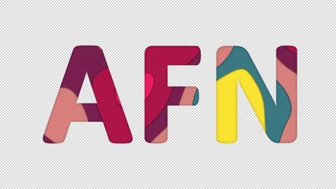 Multi-colored inscription ISO code currency AFN with colored spots floating Stock Footage 238427175