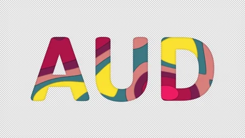 Multi-colored inscription ISO code currency AUD with colored spots floating Stock Footage 238427190