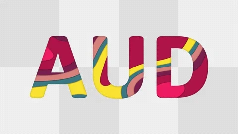 Multi-colored inscription ISO code currency AUD with colored spots floating Stock Footage 238427191