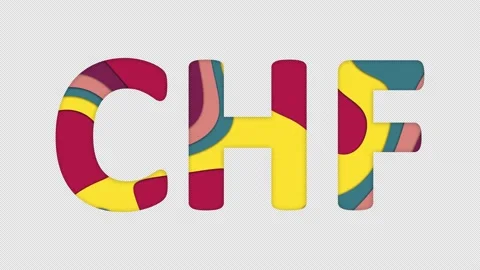 Multi-colored inscription ISO code currency CHF with colored spots floating Stock Footage 238523200