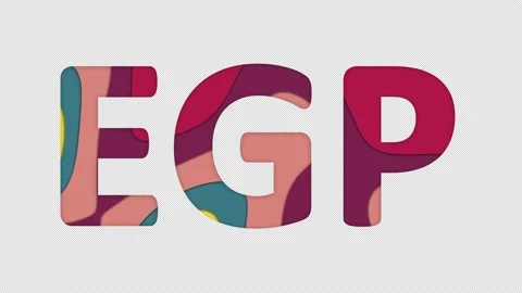 Multi-colored inscription ISO code currency EGP with colored spots floating Stock Footage 238523915