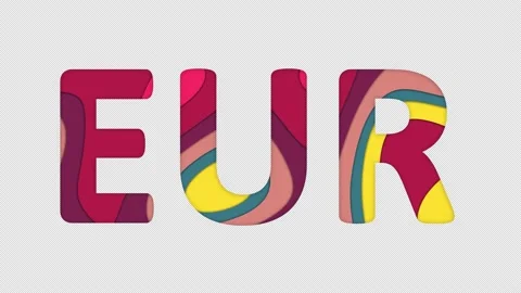 Multi-colored inscription ISO code currency EUR with colored spots floating Video stock 238523960