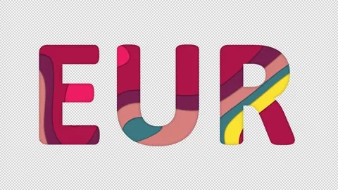 Multi-colored inscription ISO code currency EUR with colored spots floating Stock Footage 238523966