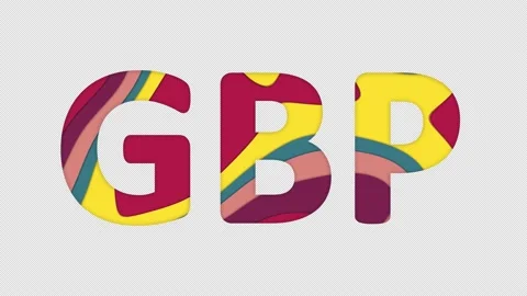 Multi-colored inscription ISO code currency GBP with colored spots floating Stock Footage 238524017