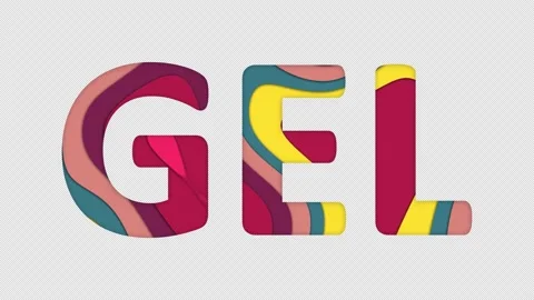 Multi-colored inscription ISO code currency GEL with colored spots floating Stock Footage 238524072