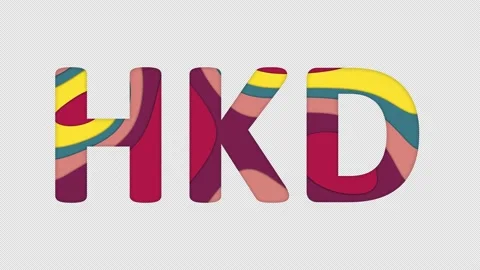 Multi-colored inscription ISO code currency HKD with colored spots floating Stock Footage 238524118