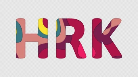 Multi-colored inscription ISO code currency HRK with colored spots floating Stock Footage 238524169