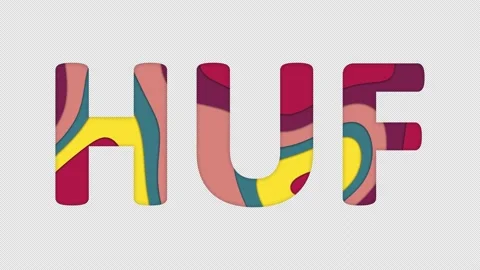 Multi-colored inscription ISO code currency HUF with colored spots floating Stock Footage 238524369