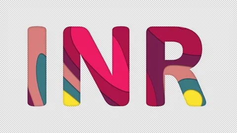 Multi-colored inscription ISO code currency INR with colored spots floating Stock Footage 238524580
