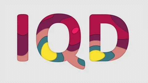 Multi-colored inscription ISO code currency IQD with colored spots floating Stock Footage 238524653