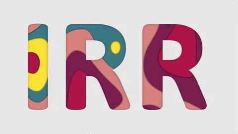 Multi-colored inscription ISO code currency IRR with colored spots floating Stock Footage 238524796