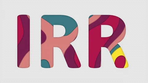 Multi-colored inscription ISO code currency IRR with colored spots floating Stock Footage 238524845