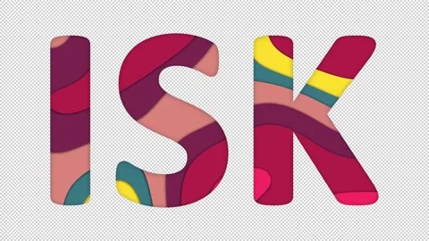 Multi-colored inscription ISO code currency ISK with colored spots floating Stock Footage 238524899