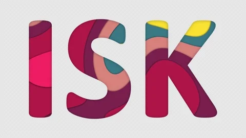 Multi-colored inscription ISO code currency ISK with colored spots floating Video stock 238524909