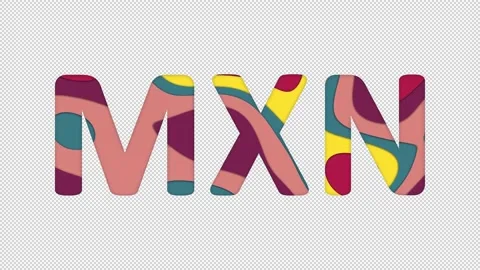 Multi-colored inscription ISO code currency MXN with colored spots floating Stock Footage 238525775