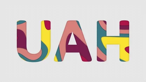 Multi-colored inscription ISO code currency UAH with colored spots floating Stock Footage 238631299