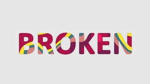 Multi-colored inscription text BROKEN with colored spots floating inside. In-Out 動画素材 234103713