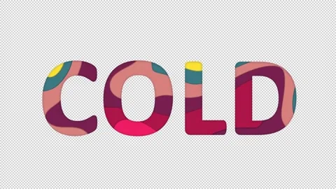 Multi-colored inscription text COLD with colored spots floating inside. In-Out Stock Footage 234034384