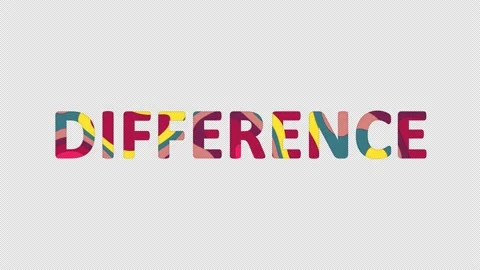 Multi-colored inscription text DIFFERENCE with colored spots floating inside. Stock Footage 235293552