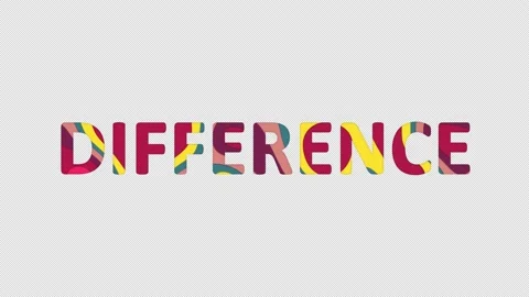 Multi-colored inscription text DIFFERENCE with colored spots floating inside. Stock Footage 235293744