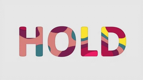 Multi-colored inscription text HOLD with colored spots floating inside. In-Out Video stock 234034668