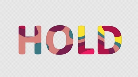 Multi-colored inscription text HOLD with colored spots floating inside. In-Out Stock Footage 234034697