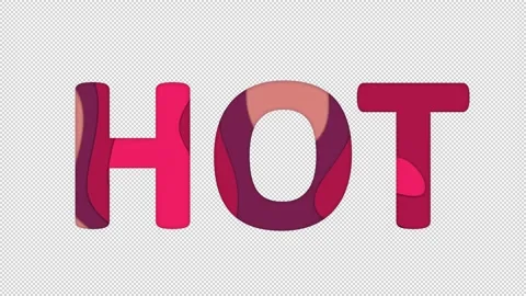 Multi-colored inscription text HOT with colored spots floating inside. In-Out Stock Footage 234104161
