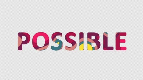 Multi-colored inscription text POSSIBLE with colored spots floating inside. Stock Footage 234188916