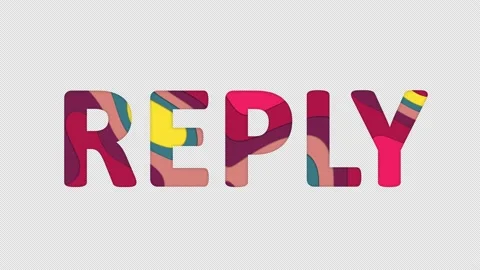 Multi-colored inscription text REPLY with colored spots floating inside. Looped Video stock 234104846